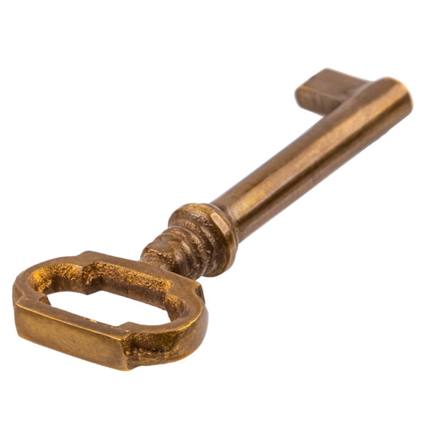 UNIQANTIQ HARDWARE SUPPLY Polished Brass Hollow Barrel Skeleton Key For